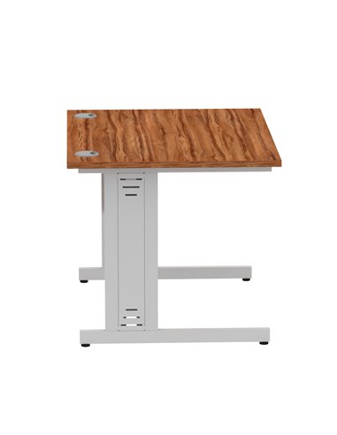 Dynamic Impulse 1000 x 800mm Straight Office Desk Walnut Top Silver Cable Managed Leg I003539