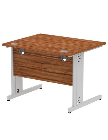 Dynamic Impulse 1000 x 800mm Straight Office Desk Walnut Top Silver Cable Managed Leg I003539