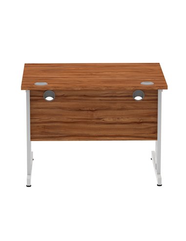 Dynamic Impulse 1000 x 800mm Straight Office Desk Walnut Top Silver Cable Managed Leg I003539