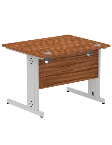 Dynamic Impulse 1000 x 800mm Straight Office Desk Walnut Top Silver Cable Managed Leg I003539