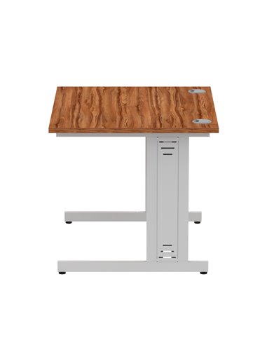 Dynamic Impulse 1000 x 800mm Straight Office Desk Walnut Top Silver Cable Managed Leg I003539