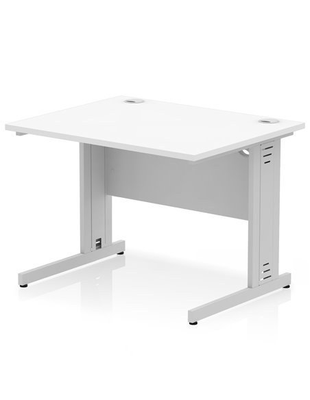 Dynamic Impulse 1000 x 800mm Straight Office Desk White Top Silver Cable Managed Leg I003540 - pic 75825 | FastDaddyshop