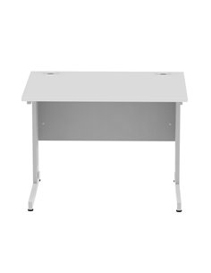 Dynamic Impulse 1000 x 800mm Straight Office Desk White Top Silver Cable Managed Leg I003540 2