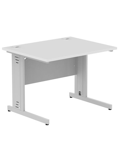 Dynamic Impulse 1000 x 800mm Straight Office Desk White Top Silver Cable Managed Leg I003540