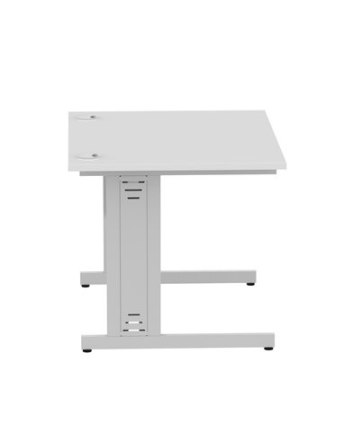 Dynamic Impulse 1000 x 800mm Straight Office Desk White Top Silver Cable Managed Leg I003540
