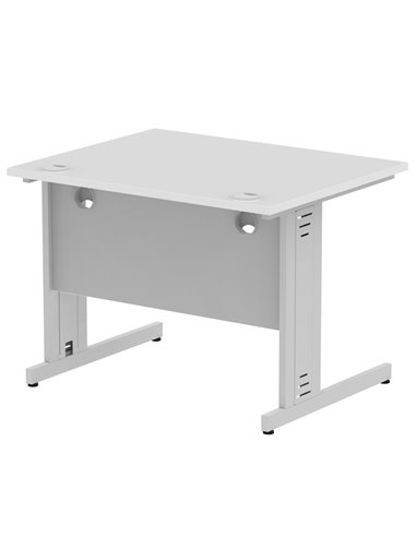 Dynamic Impulse 1000 x 800mm Straight Office Desk White Top Silver Cable Managed Leg I003540