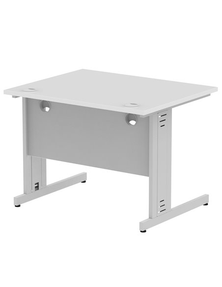 Dynamic Impulse 1000 x 800mm Straight Office Desk White Top Silver Cable Managed Leg I003540 - pic 75829 | FastDaddyshop