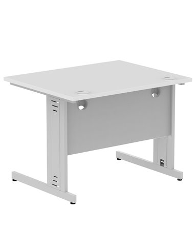 Dynamic Impulse 1000 x 800mm Straight Office Desk White Top Silver Cable Managed Leg I003540