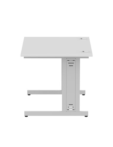 Dynamic Impulse 1000 x 800mm Straight Office Desk White Top Silver Cable Managed Leg I003540