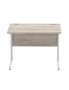 Dynamic Impulse 1000 x 800mm Straight Office Desk Grey Oak Top Silver Cantilever Leg I003789 2