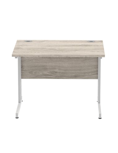 Dynamic Impulse 1000 x 800mm Straight Office Desk Grey Oak Top Silver Cantilever Leg I003789
