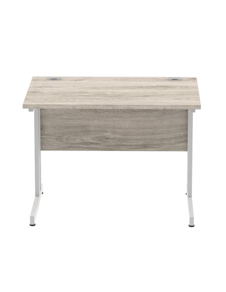 Dynamic Impulse 1000 x 800mm Straight Office Desk Grey Oak Top Silver Cantilever Leg I003789 - pic 75834 | FastDaddyshop