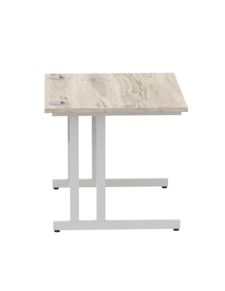 Dynamic Impulse 1000 x 800mm Straight Office Desk Grey Oak Top Silver Cantilever Leg I003789 - pic 75836 | FastDaddyshop
