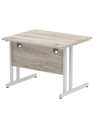 Dynamic Impulse 1000 x 800mm Straight Office Desk Grey Oak Top Silver Cantilever Leg I003789