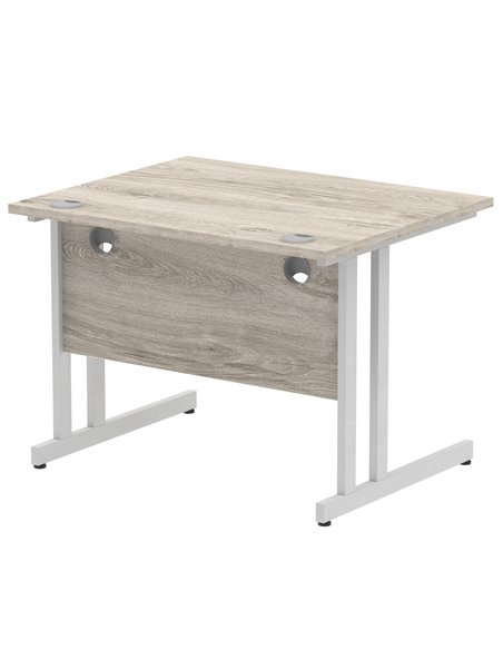 Dynamic Impulse 1000 x 800mm Straight Office Desk Grey Oak Top Silver Cantilever Leg I003789 - pic 75837 | FastDaddyshop