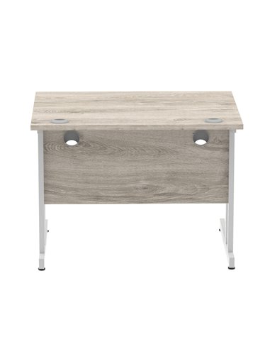 Dynamic Impulse 1000 x 800mm Straight Office Desk Grey Oak Top Silver Cantilever Leg I003789