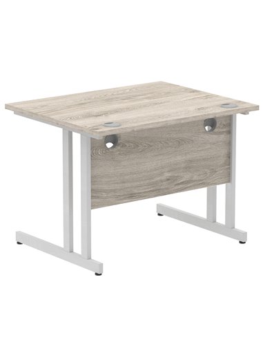 Dynamic Impulse 1000 x 800mm Straight Office Desk Grey Oak Top Silver Cantilever Leg I003789