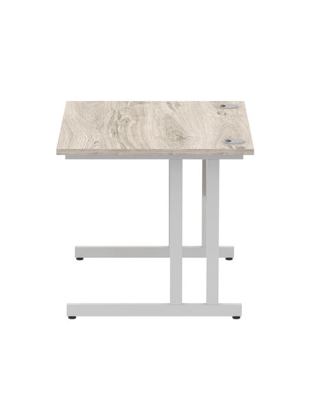 Dynamic Impulse 1000 x 800mm Straight Office Desk Grey Oak Top Silver Cantilever Leg I003789 - pic 75840 | FastDaddyshop