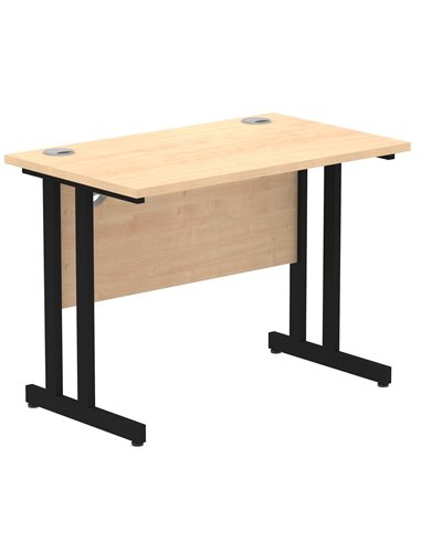 Dynamic Impulse 1000 x 600mm Straight Office Desk Maple Top Black Cantilever Leg I004300