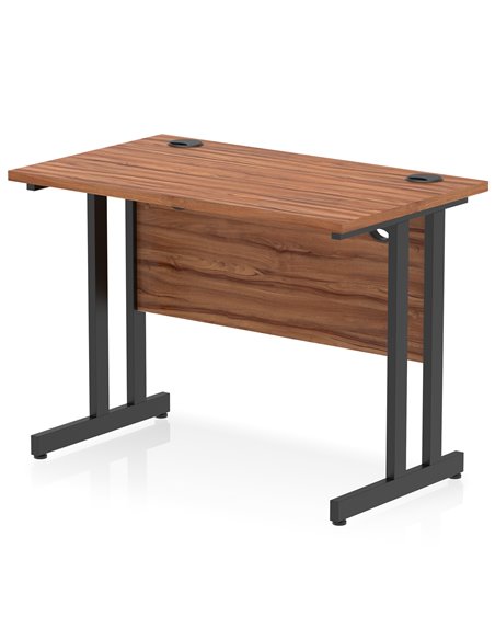 Dynamic Impulse 1000 x 600mm Straight Office Desk Walnut Top Black Cantilever Leg I004302 - pic 75865 | FastDaddyshop