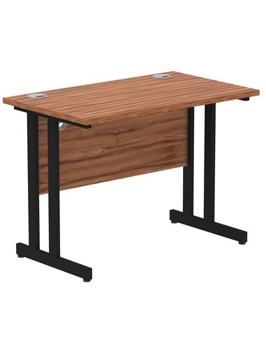 Dynamic Impulse 1000 x 600mm Straight Office Desk Walnut Top Black Cantilever Leg I004302