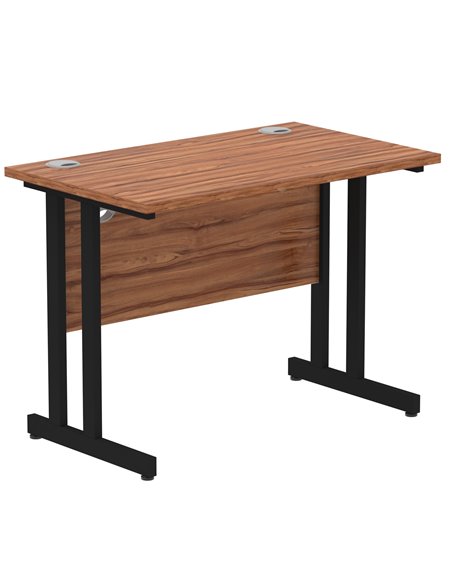 Dynamic Impulse 1000 x 600mm Straight Office Desk Walnut Top Black Cantilever Leg I004302 - pic 75867 | FastDaddyshop