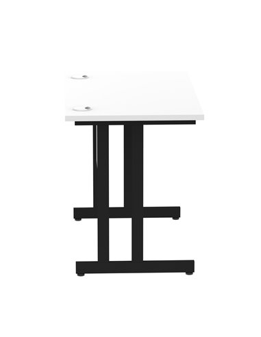 Dynamic Impulse 1000 x 600mm Straight Office Desk White Top Black Cantilever Leg I004303