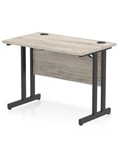 Dynamic Impulse 1000 x 600mm Straight Office Desk Grey Oak Top Black Cantilever Leg I004304