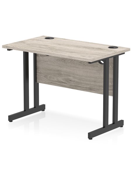 Dynamic Impulse 1000 x 600mm Straight Office Desk Grey Oak Top Black Cantilever Leg I004304 - pic 75881 | FastDaddyshop