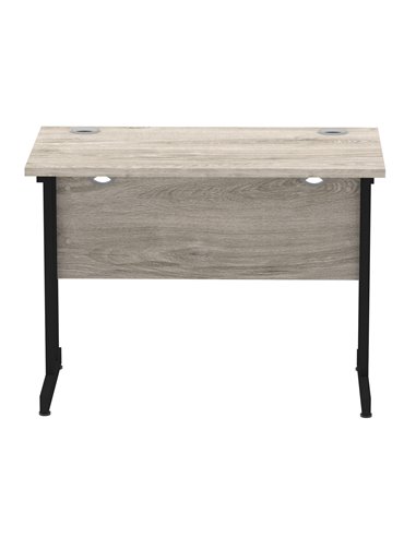 Dynamic Impulse 1000 x 600mm Straight Office Desk Grey Oak Top Black Cantilever Leg I004304