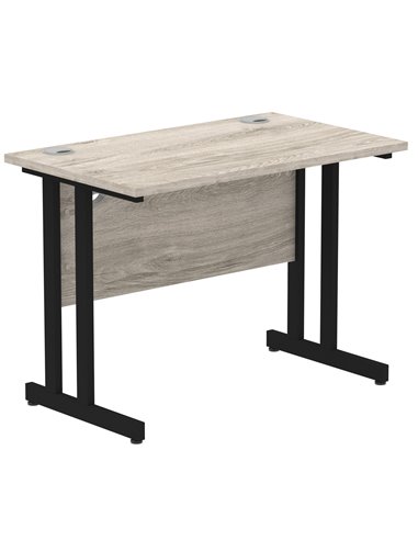 Dynamic Impulse 1000 x 600mm Straight Office Desk Grey Oak Top Black Cantilever Leg I004304