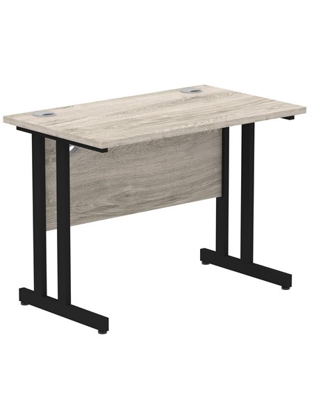 Dynamic Impulse 1000 x 600mm Straight Office Desk Grey Oak Top Black Cantilever Leg I004304 - pic 75883 | FastDaddyshop
