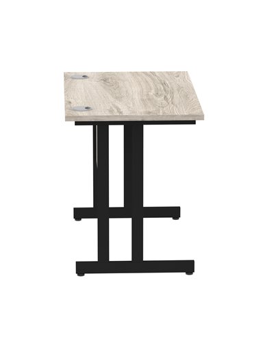 Dynamic Impulse 1000 x 600mm Straight Office Desk Grey Oak Top Black Cantilever Leg I004304