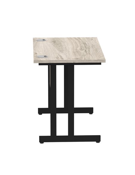 Dynamic Impulse 1000 x 600mm Straight Office Desk Grey Oak Top Black Cantilever Leg I004304 - pic 75884 | FastDaddyshop