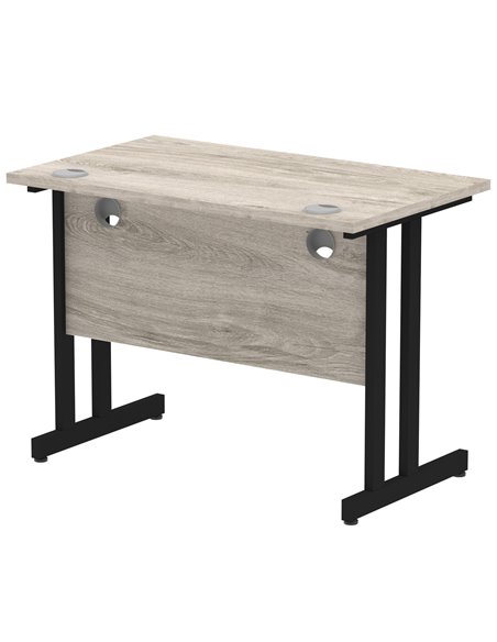 Dynamic Impulse 1000 x 600mm Straight Office Desk Grey Oak Top Black Cantilever Leg I004304 - pic 75885 | FastDaddyshop