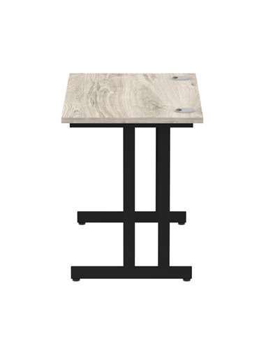 Dynamic Impulse 1000 x 600mm Straight Office Desk Grey Oak Top Black Cantilever Leg I004304