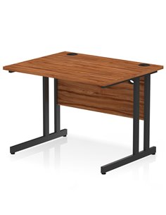 Dynamic Impulse 1000 x 800mm Straight Office Desk Walnut Top Black Cantilever Leg I004308