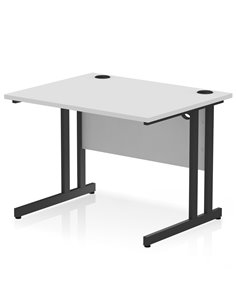 Dynamic Impulse 1000 x 800mm Straight Office Desk White Top Black Cantilever Leg I004309