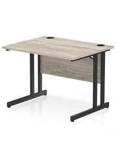 Dynamic Impulse 1000 x 800mm Straight Office Desk Grey Oak Top Black Cantilever Leg I004310