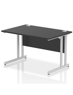 Dynamic Impulse 1200 x 800mm Straight Office Desk Black Top Silver Cantilever Leg I004323