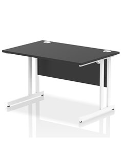 Dynamic Impulse 1200 x 800mm Straight Office Desk Black Top White Cantilever Leg I004324