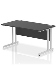 Dynamic Impulse 1400 x 800mm Straight Office Desk Black Top Silver Cantilever Leg I004326