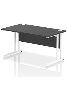 Dynamic Impulse 1400 x 800mm Straight Office Desk Black Top White Cantilever Leg I004327