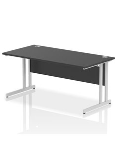 Dynamic Impulse 1600 x 800mm Straight Office Desk Black Top Silver Cantilever Leg I004329