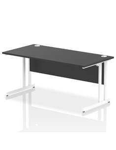 Dynamic Impulse 1600 x 800mm Straight Office Desk Black Top White Cantilever Leg I004330