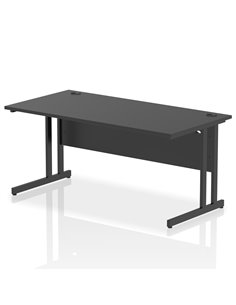 Dynamic Impulse 1600 x 800mm Straight Office Desk Black Top Black Cantilever Leg I004331