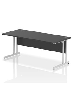 Dynamic Impulse 1800 x 800mm Straight Office Desk Black Top Silver Cantilever Leg I004332