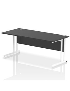 Dynamic Impulse 1800 x 800mm Straight Office Desk Black Top White Cantilever Leg I004333