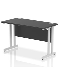 Dynamic Impulse 1200 x 600mm Straight Office Desk Black Top Silver Cantilever Leg I004335