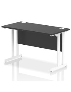 Dynamic Impulse 1200 x 600mm Straight Office Desk Black Top White Cantilever Leg I004336